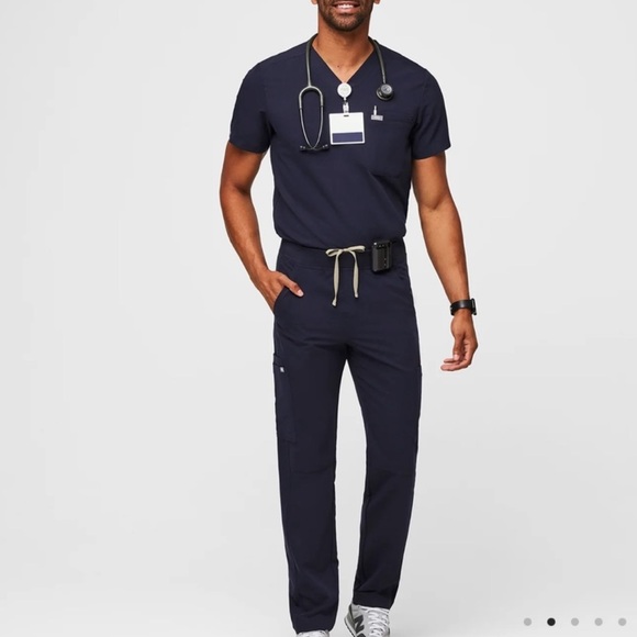 Figs Other - New FIGS men’s Axim Scrubs Pants Drawstring 7 pockets cargo Large Navy Blue